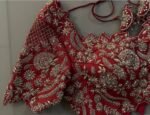pure silk hand embroidery bridal blouse/ maggam blouse/red bridal zardosi blouse/red hand embroidered blouse/heavy embroidery wedding blouse