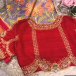Hand Embroidered Zardosi Silk Blouse,red Maggam Work, Multicolor hand Embroidery blouse,patola blouse,plus size blouses,red hand workblouse