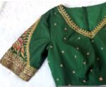 pure silk heavy hand embroidery blouse /bridal green maggam blouse/green zardosi blouse/hand embroidered blouse/green wedding ready blouse