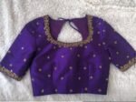 pure silk hand embroidery blouse/saree maggam blouse/purple zardosi blouse usa/hand embroidered moderblouse/purple ready made blouse zardosi