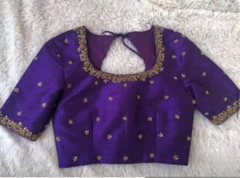 pure silk hand embroidery blouse/saree maggam blouse/purple zardosi blouse hand embroidered moderblouse/purple ready made blouse zardosi