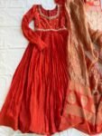 Orange Anarkali suit usa/anarkali orange kurta full sleeve/orange sleeve anarkali/green anarkali/Indian dresses/pure anarkali with dupatta