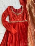 Orange Anarkali suit usa/anarkali orange kurta full sleeve/orange sleeve anarkali/green anarkali/Indian dresses/pure anarkali with dupatta