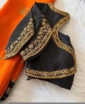 pure silk hand embroidery blouse/black maggam blouse/raw silk zardosi blouse/hand embroidered blouse/ready made blouse zardosi/mix and match