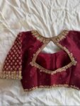 Hand Embroidered Zardosi Silk Blouse/Maroon Red Maggam Saree Blouse/red bridal blouse/burgundy blouse,kundan work blouse,mix and match blous