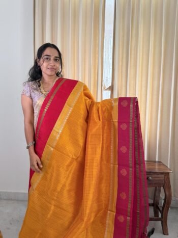 Pure handloom silk saree with Embroidered blouse|traditional checks red saree with readymade blouse/silk cotton light saree/vintage sarees