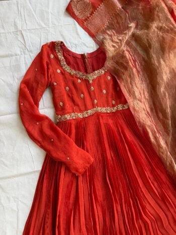 Orange Anarkali suit anarkali orange kurta full sleeve/orange sleeve anarkali/green anarkali/Indian dresses/pure anarkali with dupatta