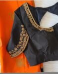 pure silk hand embroidery blouse/black maggam blouse/raw silk zardosi blouse/hand embroidered blouse/ready made blouse zardosi/mix and match