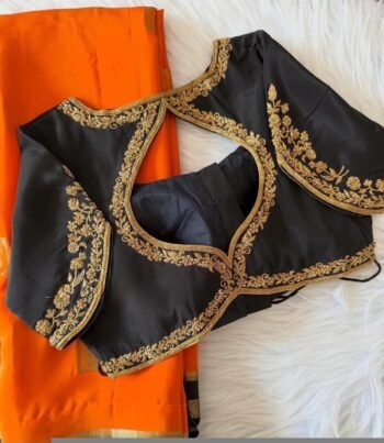 pure silk hand embroidery blouse/black maggam blouse/raw silk zardosi blouse/hand embroidered blouse/ready made blouse zardosi/mix and match