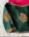 pure silk hand embroidery blouse/saree maggam blouse/green zardosi blouse/hand embroidered blouse/dark green ready made blouse zardosi usa