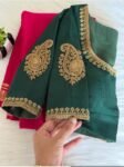 pure silk hand embroidery blouse/saree maggam blouse/green zardosi blouse/hand embroidered blouse/dark green ready made blouse zardosi usa