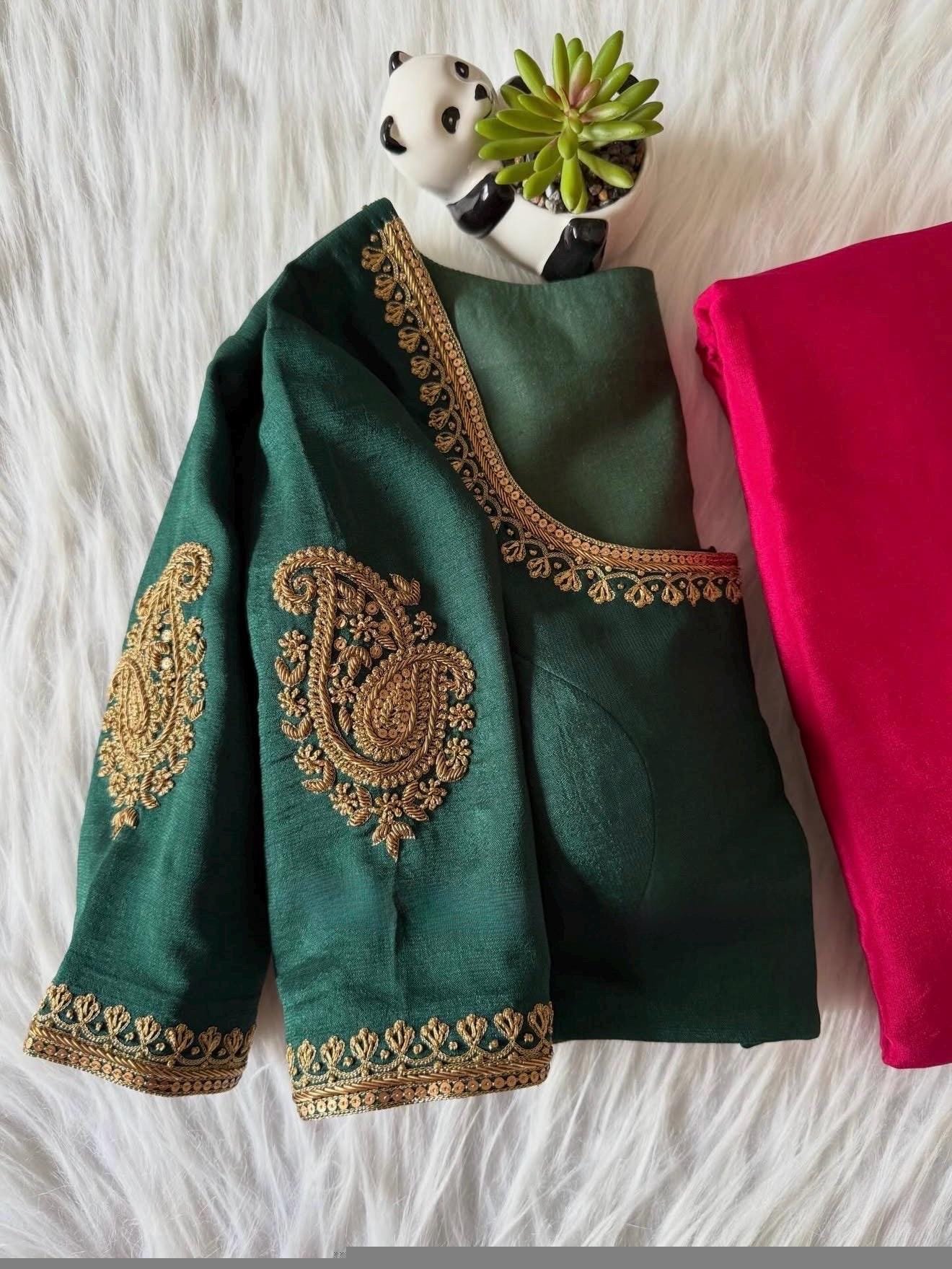 pure silk hand embroidery blouse/saree maggam blouse/green zardosi blouse/hand embroidered blouse/dark green ready made blouse zardosi usa