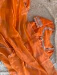 orange outfit saree blouse /embroidery saree with blouse