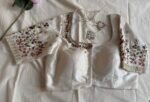 Hand Embroidered Cream Silk Blouse Zardosi Maggam Work