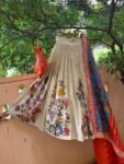 Hand Painting Kalamkari Lehenga & Hand Embroidery Blouse and Dupatta