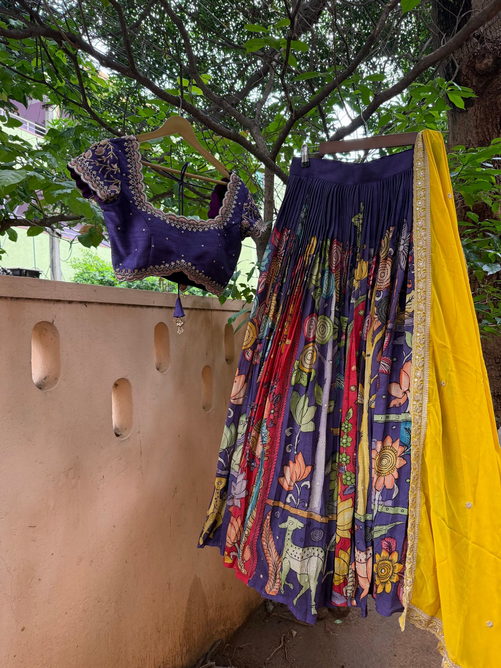 pure kalamkari lehenga set/crop top lehenga/Hand painted lehenga /wedding lehenga