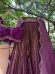 onion pink tissue lehenga & crop top hand embroidery, Dupatta