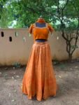 Orange Raw Silk Bridal lehenga, Hand Embroidered Lehenga