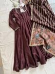 Brown Anarkali Dress  Hand Embroidered