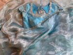 tissue silk saree with hand embroidered blouse/pista blue saree with hand work blouse| sarees
