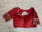 Raw Silk Orange Hand Embroidery Work Blouse